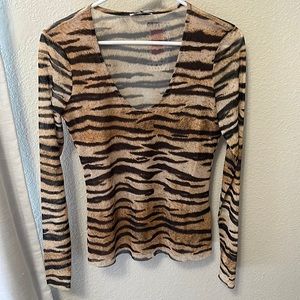 Baum und Pferdgarten tiger-print sheer top